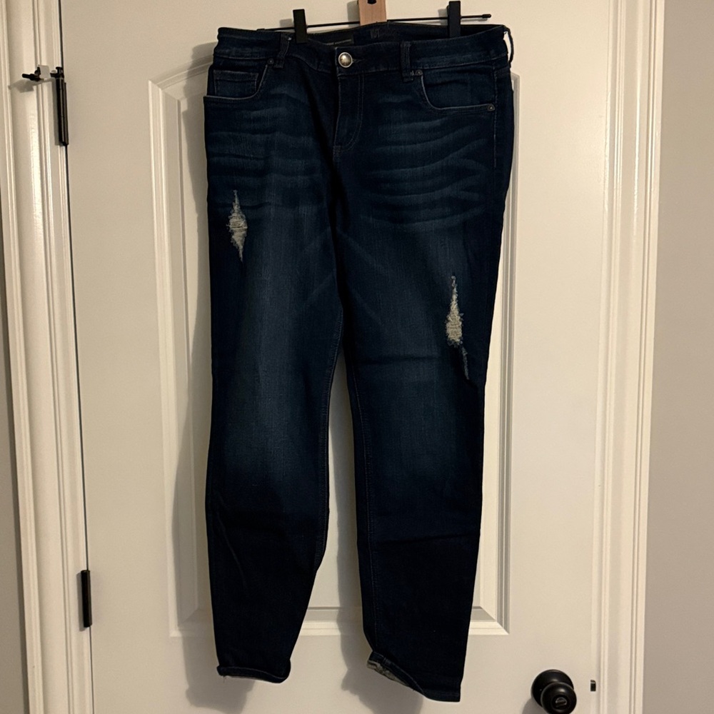 Kut from the Kloth Dark Blue Distressed Boyfriend Jeans